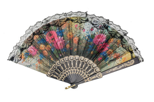 Summertiempo 62435 Damen-Fächer aus Spitze mit Blumenmuster 23cm