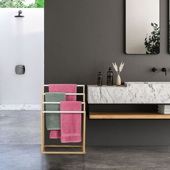 Relaxdays Triple Wall-Mounted Bathroom Freestanding Towel Rack ​82x55cm White