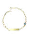 Kids Bracelet ID from Gold 9K with Heart & Evil Eye