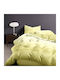 Pucioasa Set Husă de Pilotă Dublă cu 2 Fețe de Pernă & 1 Cearsaf 200x220 Pastel Yellow