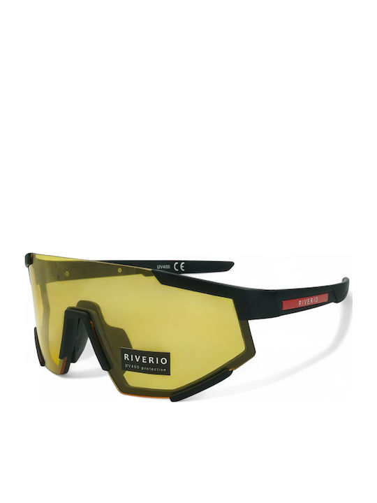 Riverio Unisex Γυαλιά Ηλίου με Μαύρο Κοκκάλινο Σκελετό και Κίτρινο Φακό 9090-6