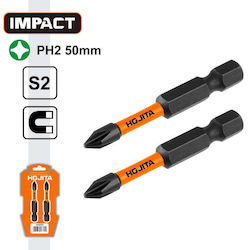 Hojita Hjsv2k12 Magnetic Black Cross Ph.2 X 50mm Screwdriver Bits Set 2 Pieces