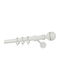 Zogometal Metallisch Vorhangstange Doppel mit Schiene Φ25mm 240cm White Glossy