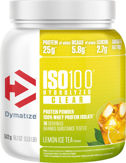 Dymatize Iso 100 Hydrolyzed Clear Πρωτεΐνη Ορού Γάλακτος με Γεύση Lemon Ice Tea 512gr