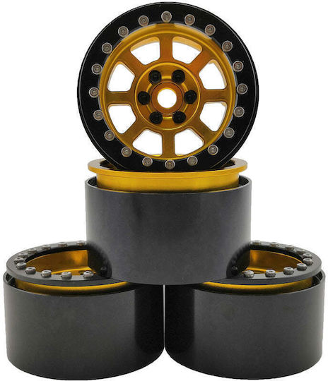Protonrc 2.2'' Aluminum Beadlock Crawler Wheels Rims Gold Black 4pcs/set