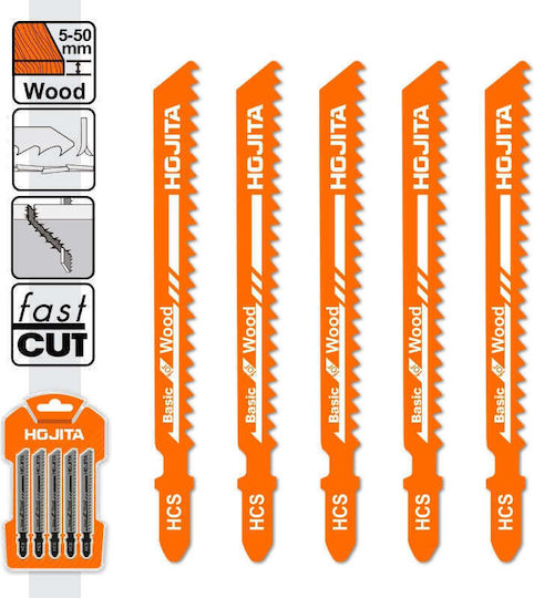 Hojita Hjjb144d Jig Saw Blades of Wood Hcs 6tpi 74mm Set 5 Pieces