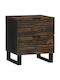 Bedside Table from Solid Wood and Glass Mango 40x33.5x46cm
