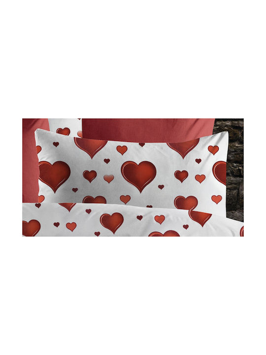 Pillowcase with Envelope Cover White-red 50x70cm.
