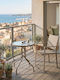 Weston Outdoor Dinner Table with Glass Surface and Metal Frame Brown 60x60x70cm