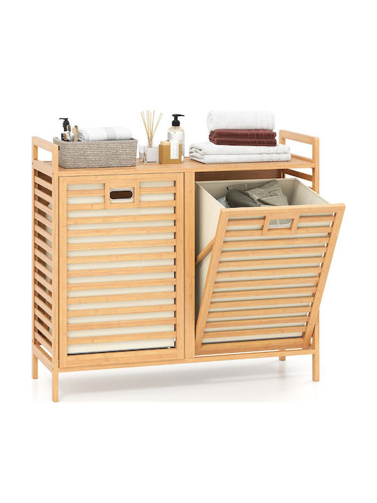 Costway Καλάθι Απλύτων Bamboo Πτυσσόμενο 80x30x72cm Λευκό