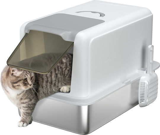 Pawhut Sand Cat Toilet Closed with Filter White L40.5 x W60.5 x H41.5cm