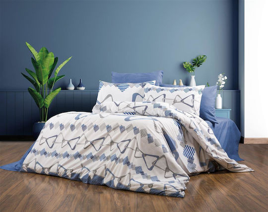 Dimcol Сет Чаршафи 220x240см. White-blue 4бр