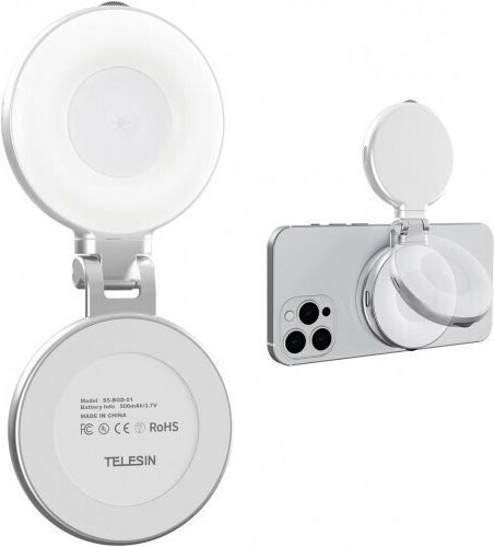Lumină Circulară Telesin S5-bgd-01 cu Prindere Magnetică pentru Selfie Video Zoom Compatibilă cu iPhone Samsung Huawei Google Pixel