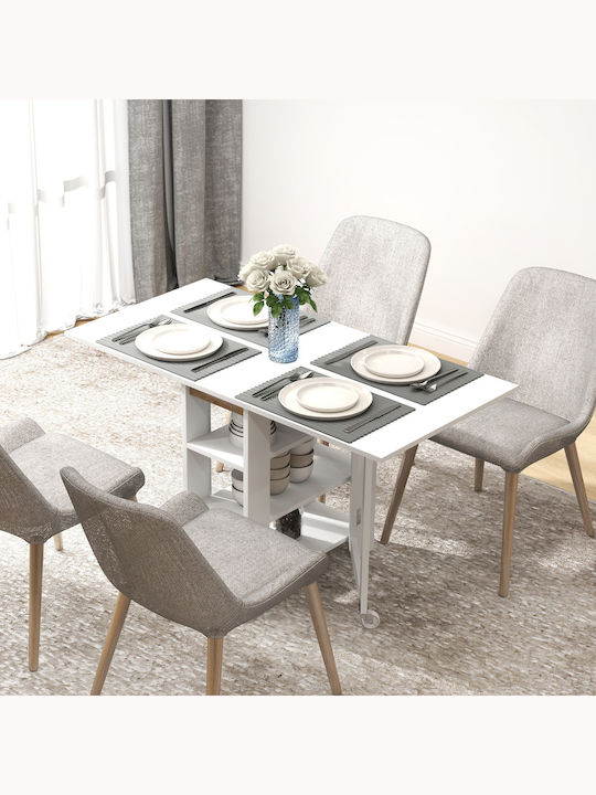 Table Dining Room Collapsible Wooden White 120x60x75cm