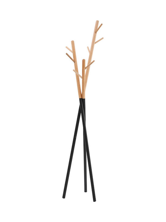 Pakketo Metallic Coat Rack Black / Natural Sigar 49x51x187cm
