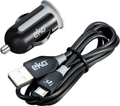 Eko 1a Zigarrenanzünder Ladegerät Pack 1m Mikro-USB Kabel Schwarz