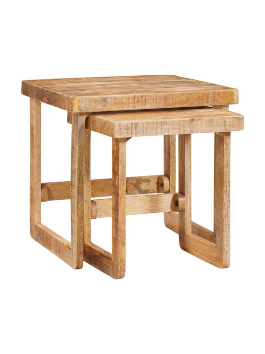 Square Set of Zigon Coffee Tables Made of Brown...