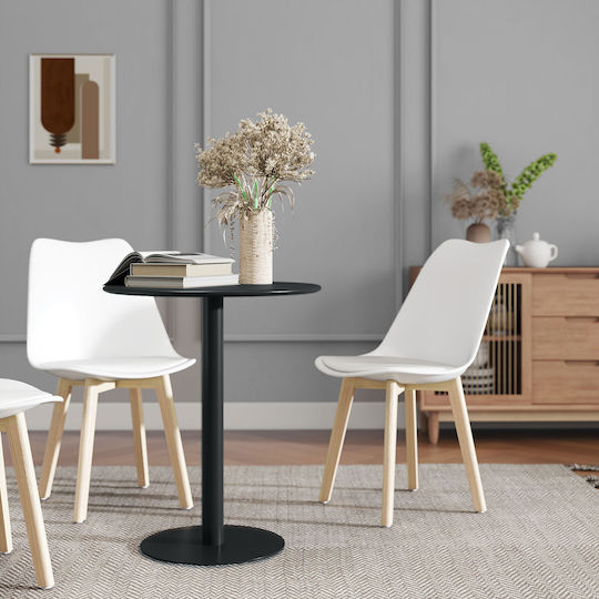 Round Table Kitchen Metallic Black 60x60x72cm