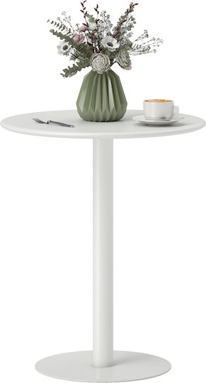 Round Kitchen Table Wooden with Metal Frame White 60x60x72cm