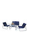 Outdoor Living Room Set 4 Pieces Blue with Pillows