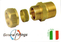 Mechanical Compression Copper Pipe Niple Fittings Φ16x1/2'' Male Brass Italy