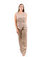 Dama Tesatura Pantaloni Cu dungi Beige