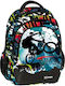 Graffiti School Bag Backpack Elementary, Elementary Multicolour with Water Bottle Holder