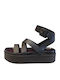 Leather Women's Flat Sandals in Black Color