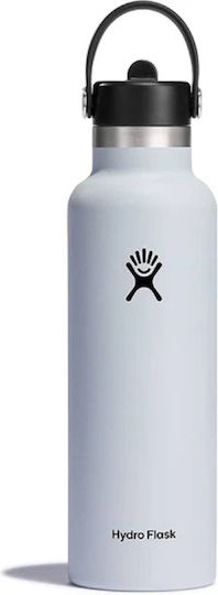 Hydro Flask Standard Mouth Flex Μπουκάλι Θερμός Πλαστικό 621ml White με Καλαμάκι