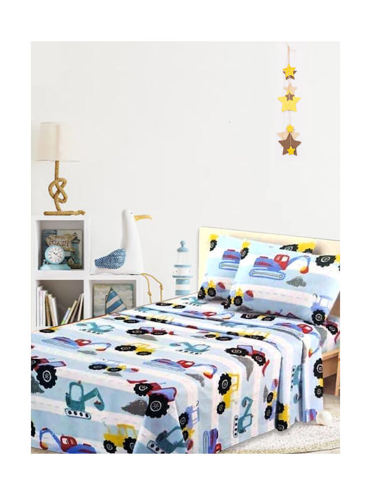 Sheet Set Single with Elastic Band Cotton Carnation 100x200cm