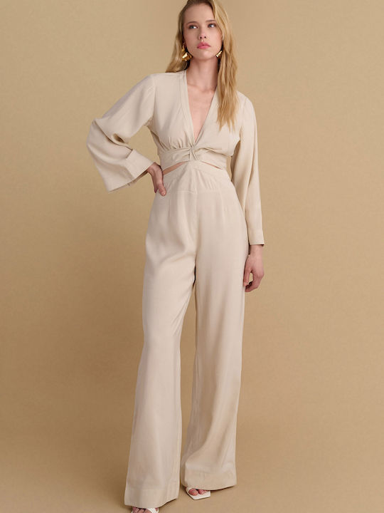 Damen Einteiler Anzug Beige