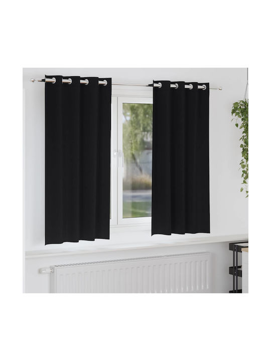 vidaXL Set Perdele Fereastra Cu Capse Negre 140x175cm