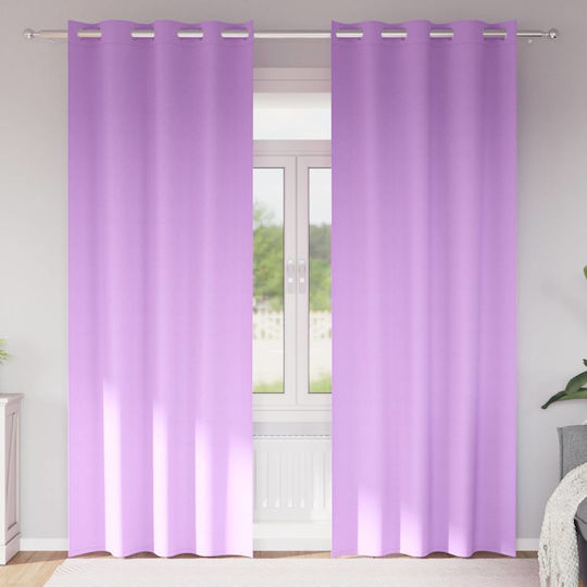 vidaXL Purple Window Curtain Set with Grommets 140x245cm