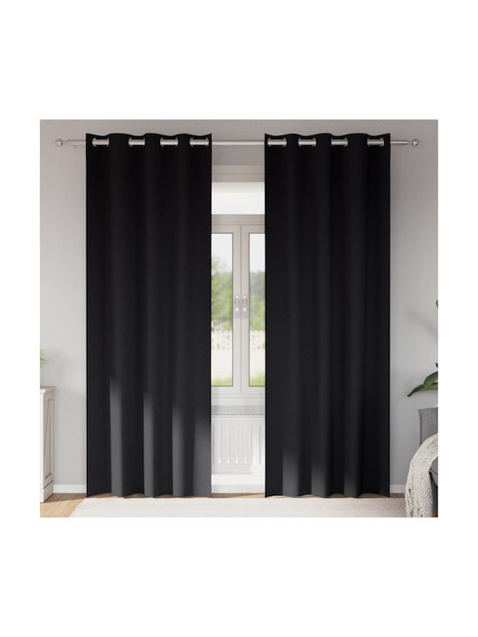 vidaXL Set Perdele cu Capse Negre 140x245cm