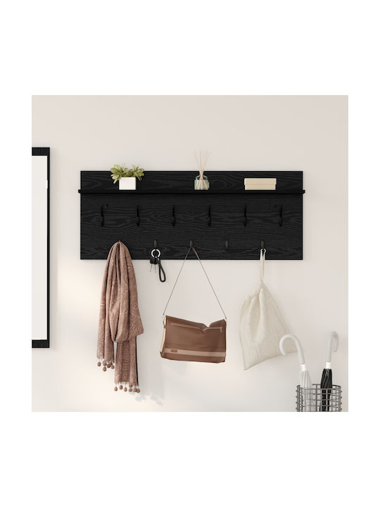 vidaXL Wooden Wall Hanger Black 100x12x40cm 1pc