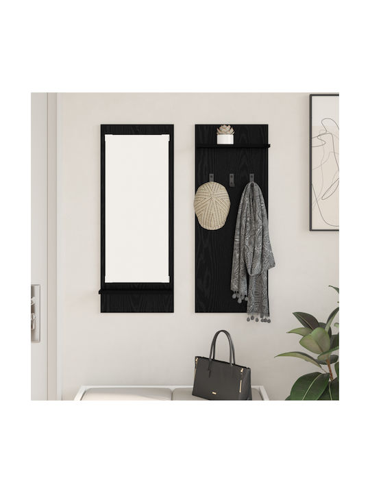 vidaXL Κρεμάστρα Τοίχου Ξύλινη Μαύρη 70x10cm