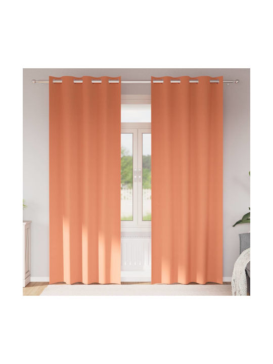 vidaXL Set Perdele cu Capse Portocalii 140x225 cm