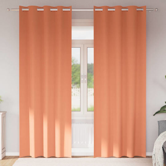 vidaXL Set Perdele cu Capse Portocalii 140x225 cm