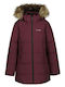 Kids Casual Long Coat with Burgundy Hood