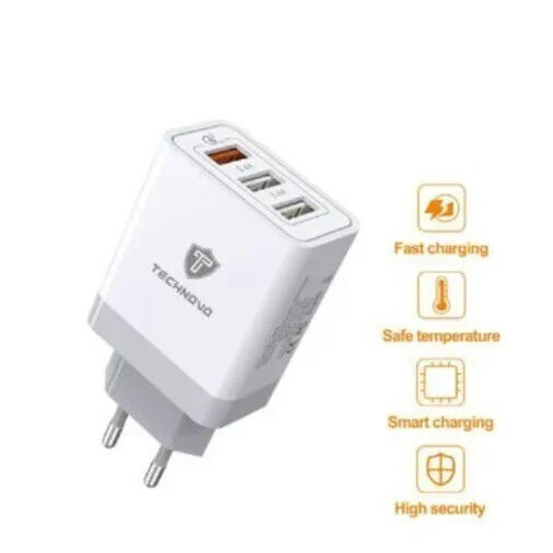 Technovo Charger Without Cable with 3 USB-A Ports 30W Quick Charge 3.0 Whites (TN-C021)