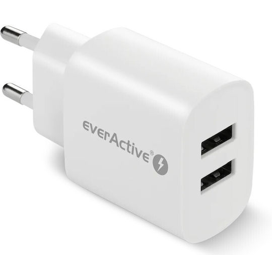 everActive Charger Without Cable with 2 USB-A Ports 12W Whites (SC-220)
