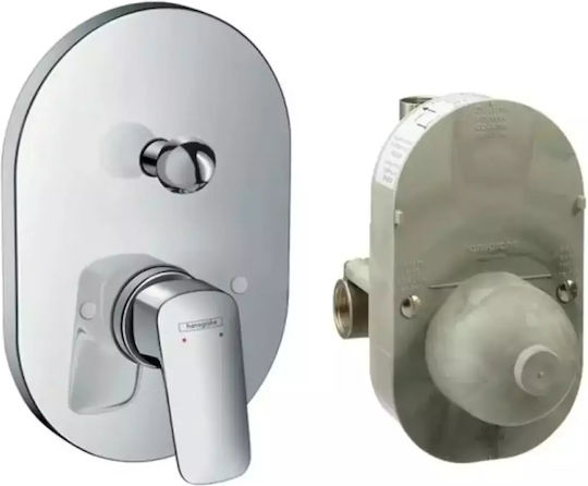 Hansgrohe Комплект смесител, чучур, душ слушалка и душ глава за вграждане за вана Сребрист Hansgrohe Комплект смесител, чучур, душ слушалка и душ глава за вграждане за вана Сребрист
