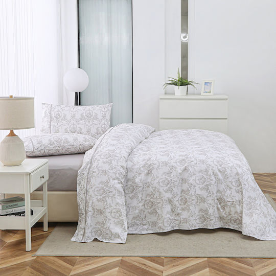 Liolios Home Chantal Σετ Σεντόνια Υπέρδιπλα 245x270εκ. Beige (4τμχ)