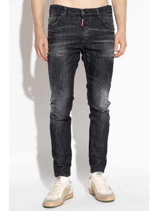 Skater Men's Jeans Pants Elastic with Slim Fit Black