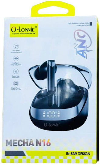 O-Lonnie Mecha N16 In-ear Bluetooth Handsfree Căști cu Rezistență la Transpirație și Carcasă de Încărcare Negru