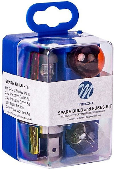 M-tech Replacement Kit Plastic Box H4 24V 70W/PY21W 24V P21 5W 24V/R5W 24V/W5W T10 24V M-tech 5 Pcs Zz904/mt