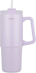 Homely Θερμός Straw Tumbler 900ml Lavender Fog Homely Θερμός Straw Tumbler 900ml Lavender Fog