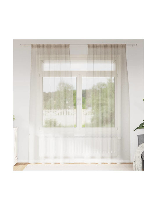 vidaXL Set Curtains With Pencil Pleat Beige 140x225cm