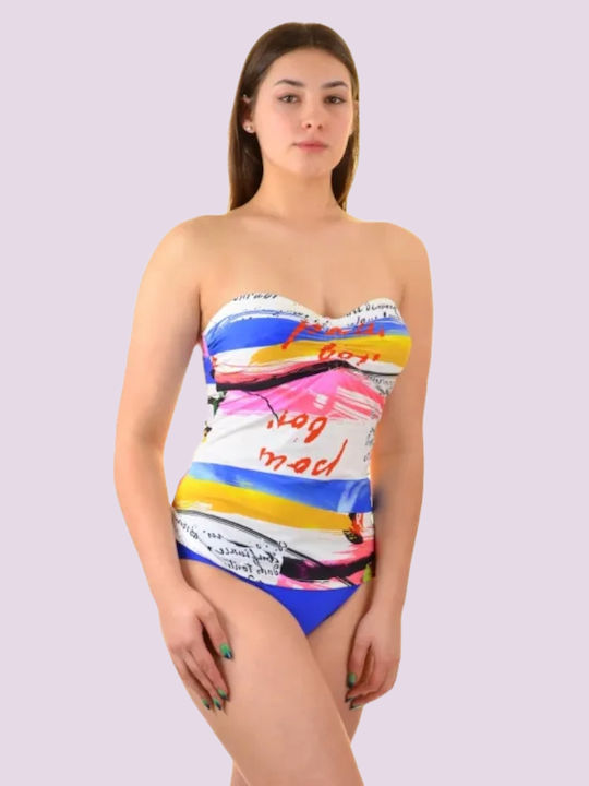 Naturana Γυναικείο Τανκίνι Μπλέ Σχέδια Μαγιό 72554 Blue Beachwear Swimsuit