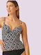 Naturana Women's Black Tankini Swimsuit Patterns Adjustable Straps 77053 Black Beachwear Swimsuit